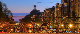 Bicycles on Amsterdam's canal bridge