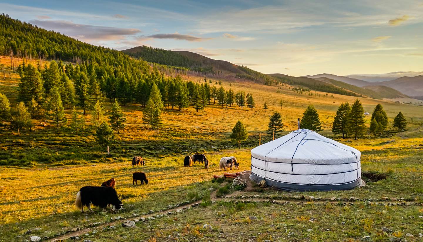 Journey into the heart of Mongolia - Sunset over Mongolian valley