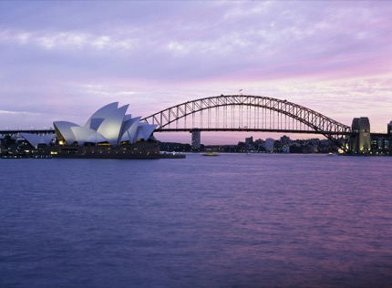 Opera house with a bridge on the waterfront, Sydney Opera House, Sydney Harbor Bridge, Sydney, New South Wales, Australia