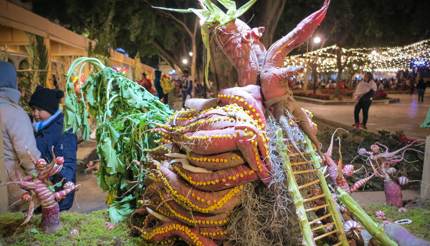 A carving at Night of the Radishes