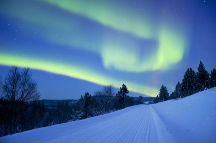 The auroras borealis over Lapland, Finland
