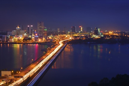 The Causeway that links Malaysia and Singapore.