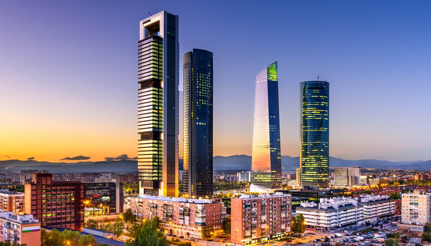 City Highlight: Madrid - Financial district in Madrid at twilight