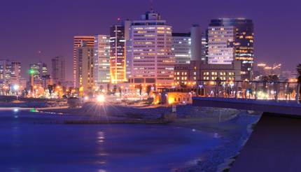 Skyline of Tel Aviv at night