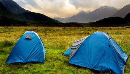 Two tents in the specatular Fiordland National Park