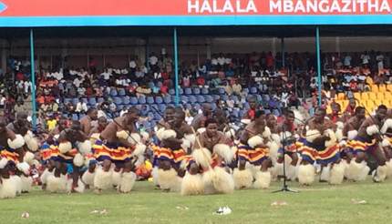 Men performing a Swaziland traditional dance