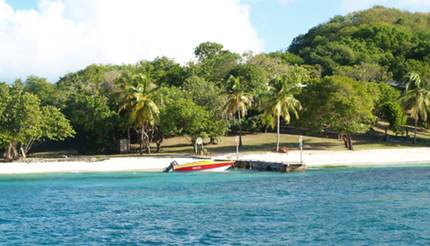 Boat moored at Petit St Vincent