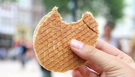 Enjoy a fresh stroopwafel that's warm and gooey