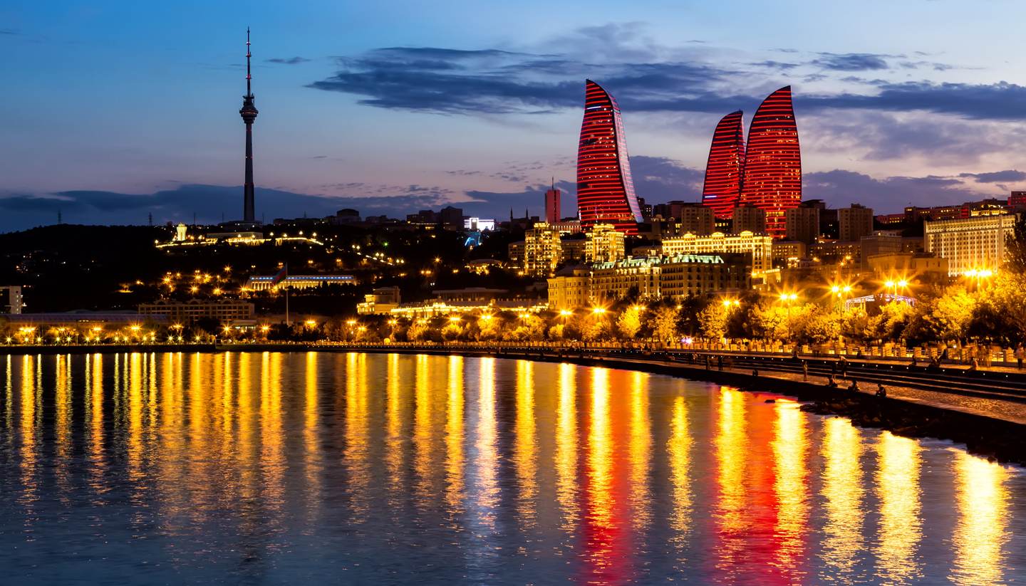 10 things to see and do in Baku - Night views of the Flame Towers, Baku, Azerbaijan