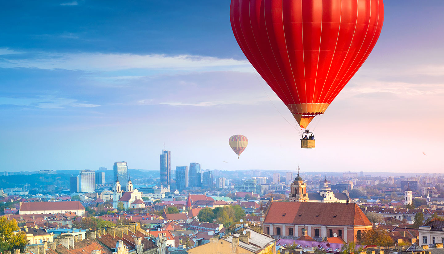 Soaring over Vilnius, plus 14 other offbeat things to see and do in Vilnius - Hot air balloon soaring over Vilnius