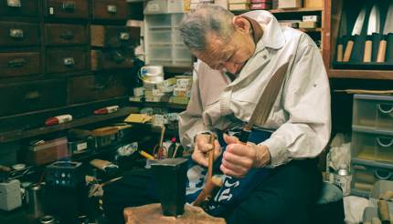 Old man making a Sakai knife