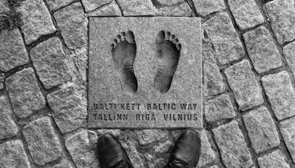 Footprints commemorating the Baltic Way