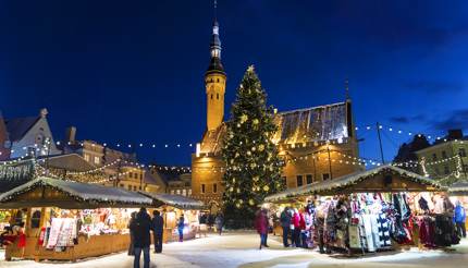 Christmas fair in Town Hall Square in Tallinn