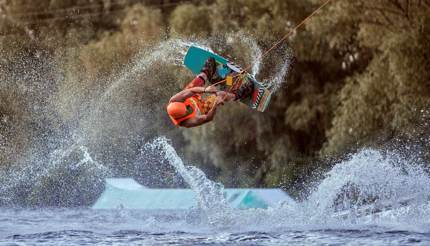 Man wakeboarding