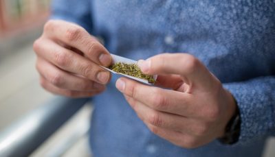 Rolling a cannabis joint
