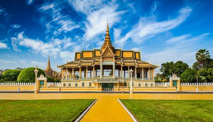 Phnom Penh tourist attraction and famous landmark - Royal Palace complex, Cambodia