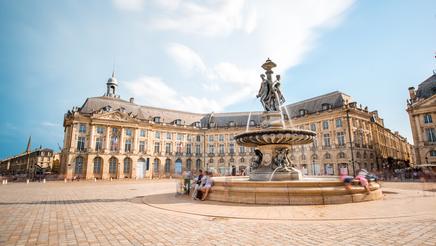 View of the famous La Bourse square in Bordeaux city