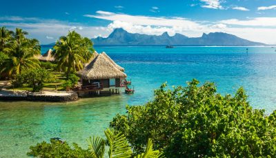 Overwater bungalows in Tahiti, French Polynesia