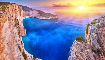 Navagio Beach with shipwreck view on Zakynthos island, Greece
