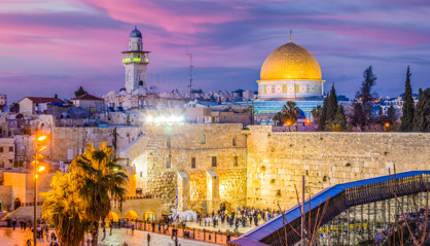 Old city at the Western Wall and the Dome of the Rock, Jerusalem