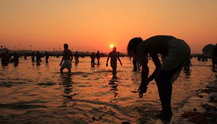 People bathing in Ganges River