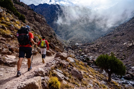 Hiking up Toubkal, the highest peak in the Atlas Mountains