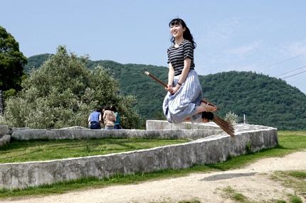 A ‘flying’ broomstick photo-op