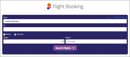 The Flight booking page on World Travel Guide