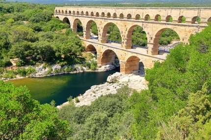 The ancient Pont du Gard, an aqueduct near Nîmes