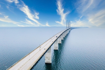 The famous Öresund or Øresund Bridge connecting Malmö and Copenhagen