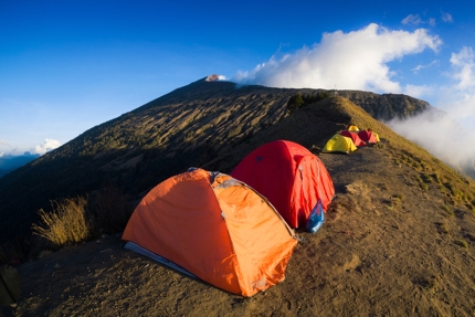 Campers on the trek to Mount Rinjani